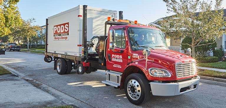 PODS moving and storage service truck